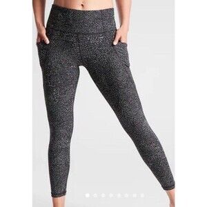 Athleta Leggings Womens 7/8 Tight Black Lightning Static Workout Yoga Size M